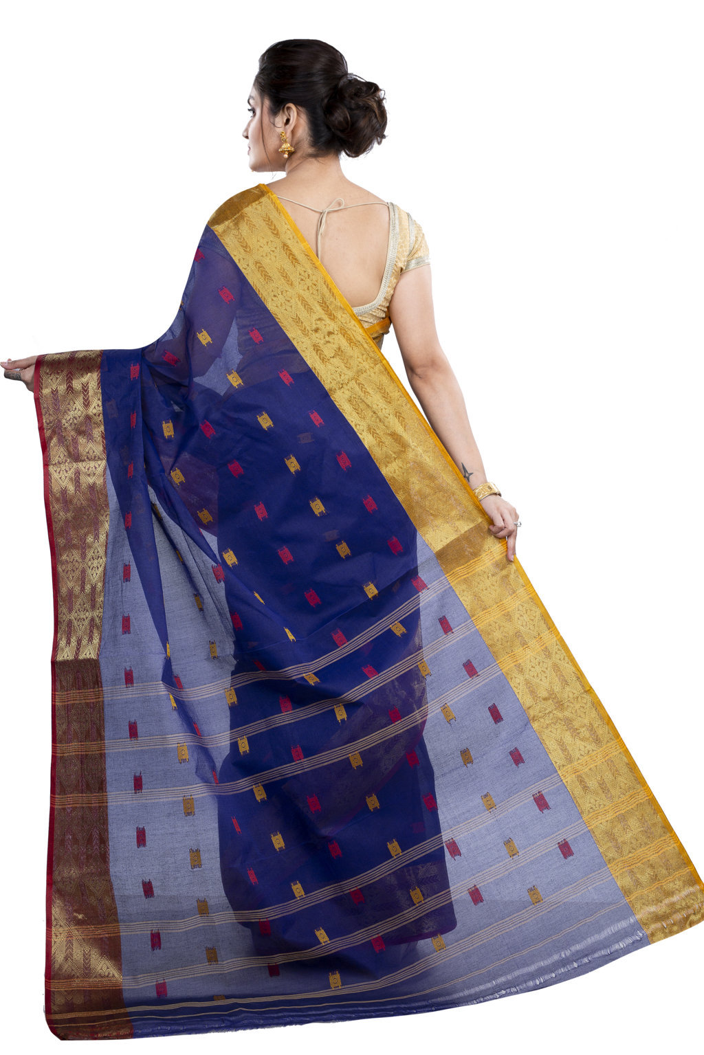 Naby Blue Pure Cotton SqureButi Tant Saree (792)